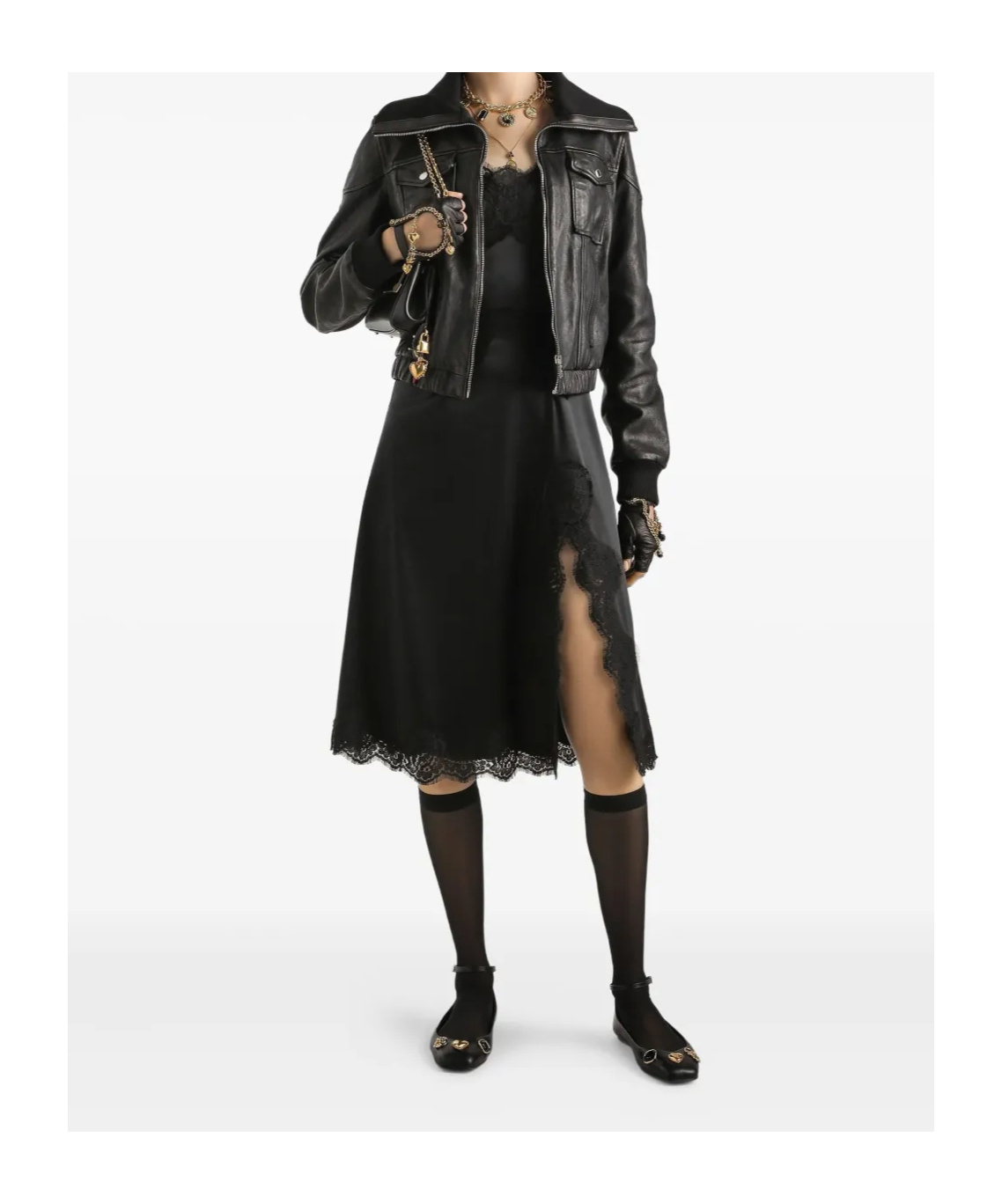 Dolce & Gabbana Bomber Jacket With Elasticated Hem And Wide Collar In Black