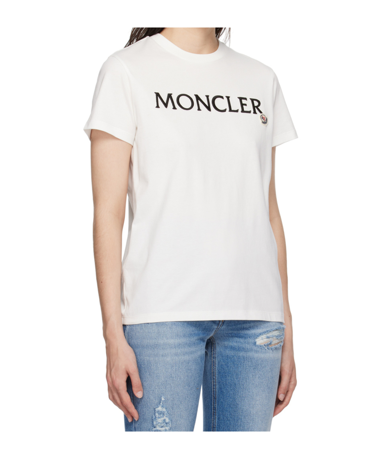 Moncler Regular Logo Patched T-shirt In White