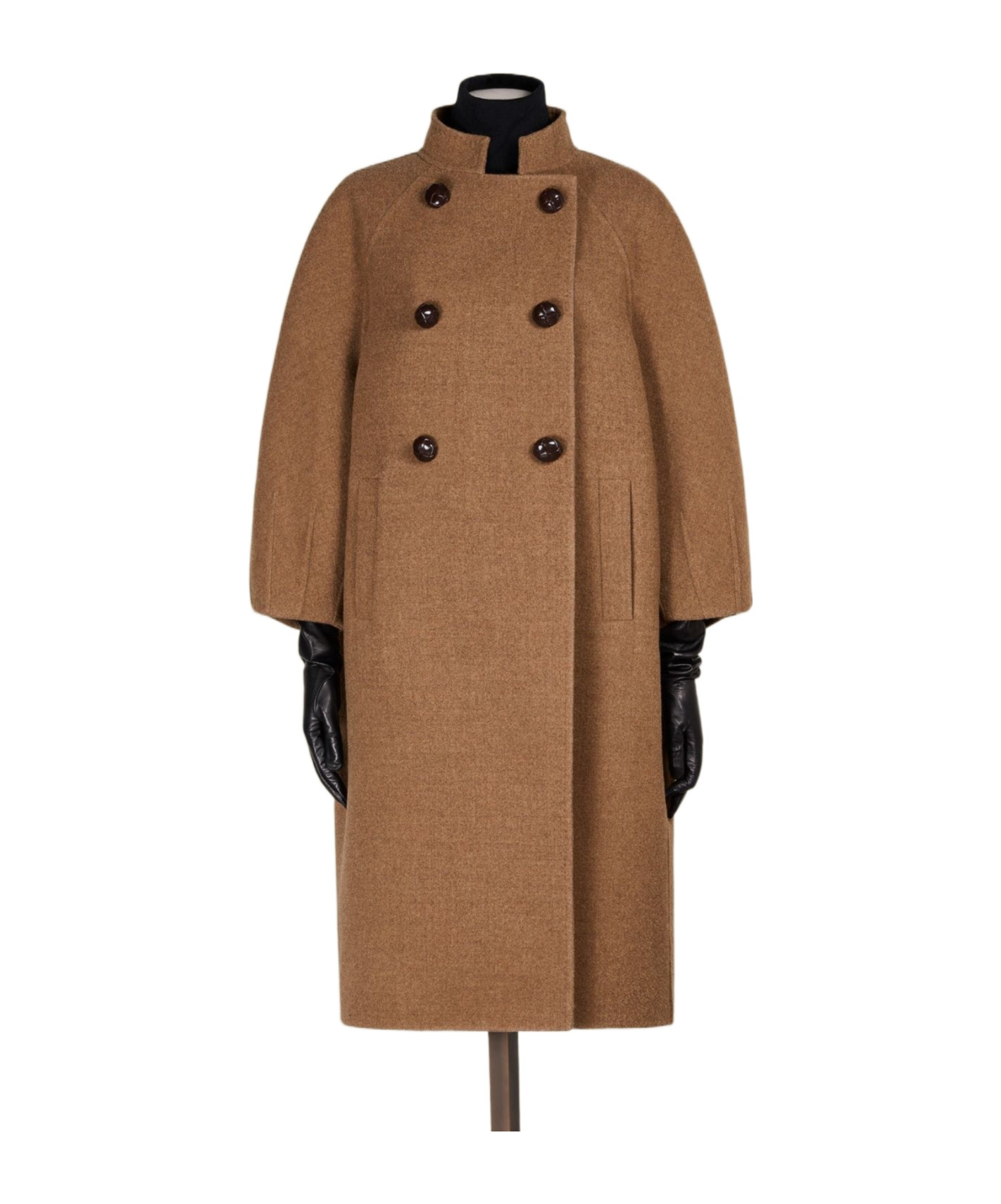 Max Mara Double Wool Pea Coat In Brown