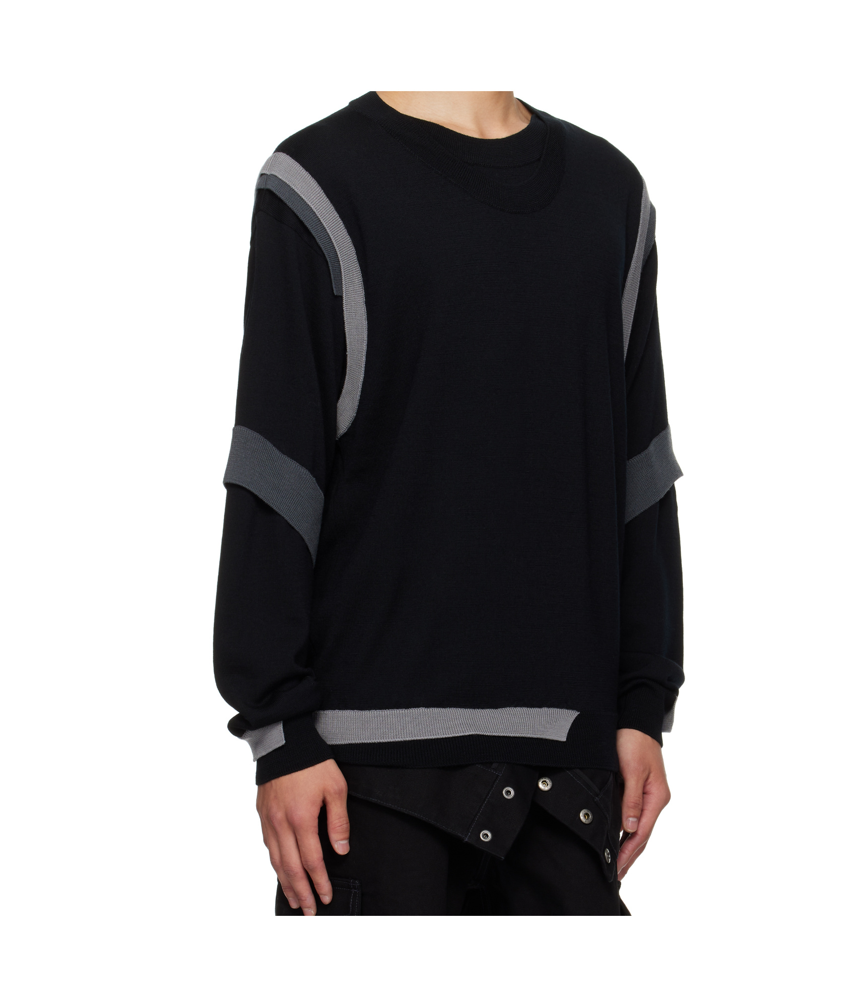 Andersson Bell Multi-layered Crew Neck Sweater In Black