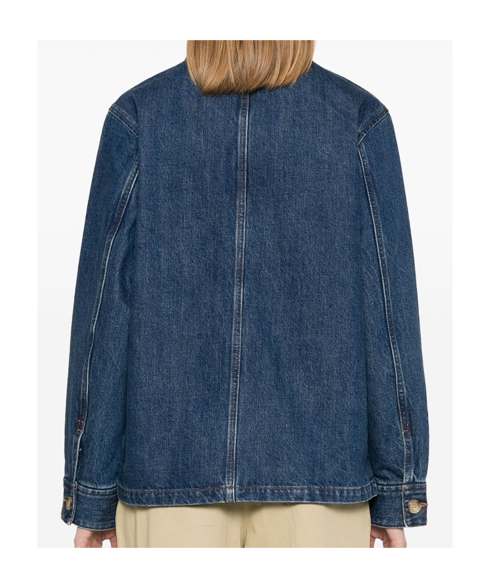 Shop Apc Silvana Denim Jacket In Blue