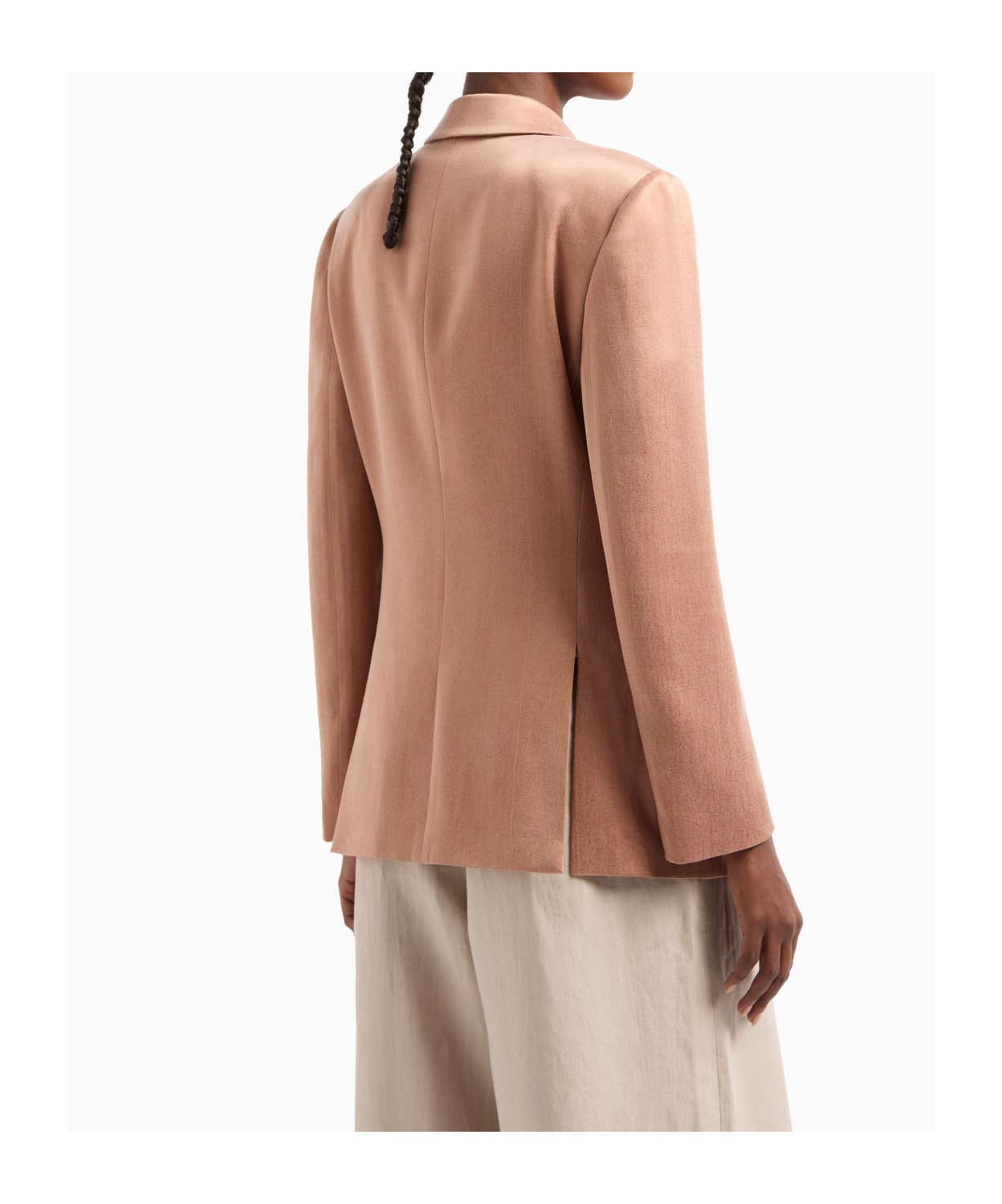 Giorgio Armani Women Double-breasted Satin Blazer In Nude