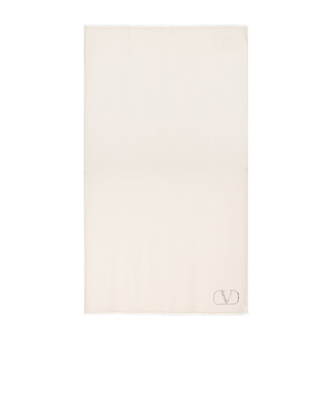 Valentino Logo Embellished Fringed Edge Scarf In White