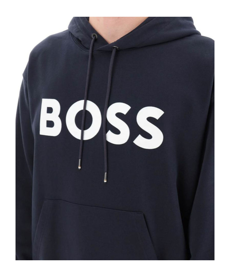 Shop Hugo Boss Logo-print Cotton Hoodie In Black