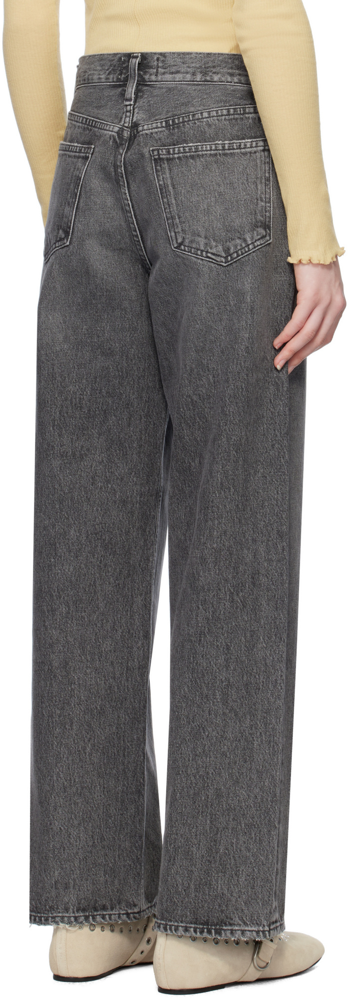 Agolde Low-rise Denim Trousers In Gray