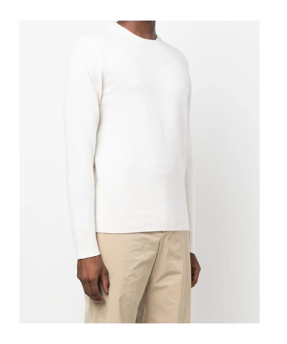 Roberto Collina Timeless Crew-neck Sweater With Ribbed Details In White