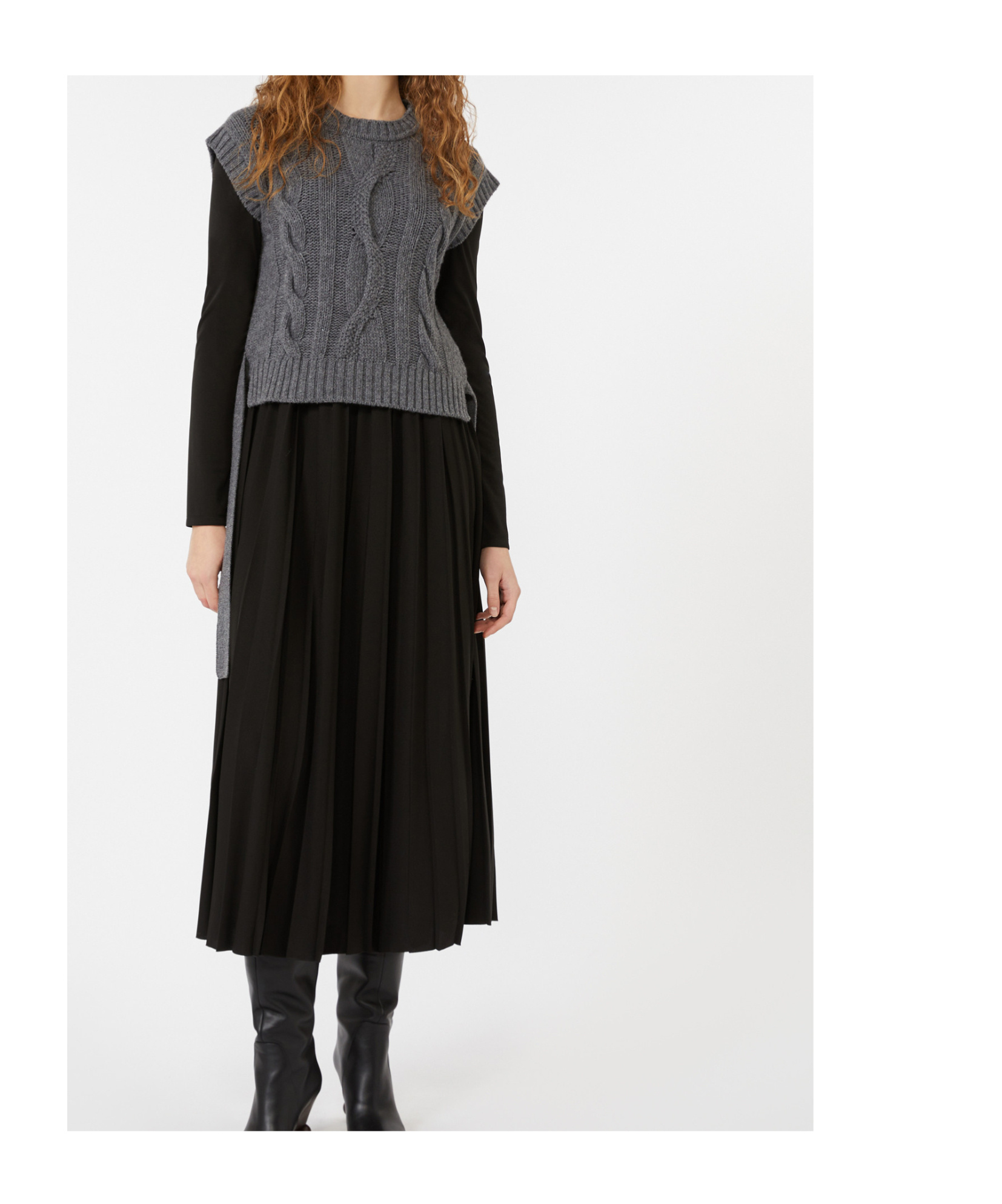 Weekend Max Mara Ebro Mixed Media Long Sleeve Sweater Maxi Dress In Multi