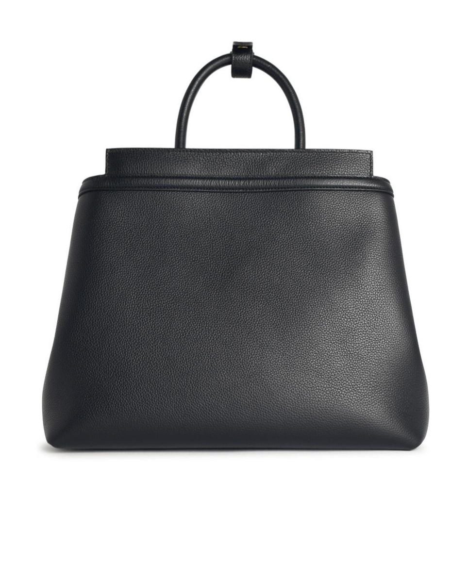 Bally Structured Leather Shoulder Bag Top Handle In Black