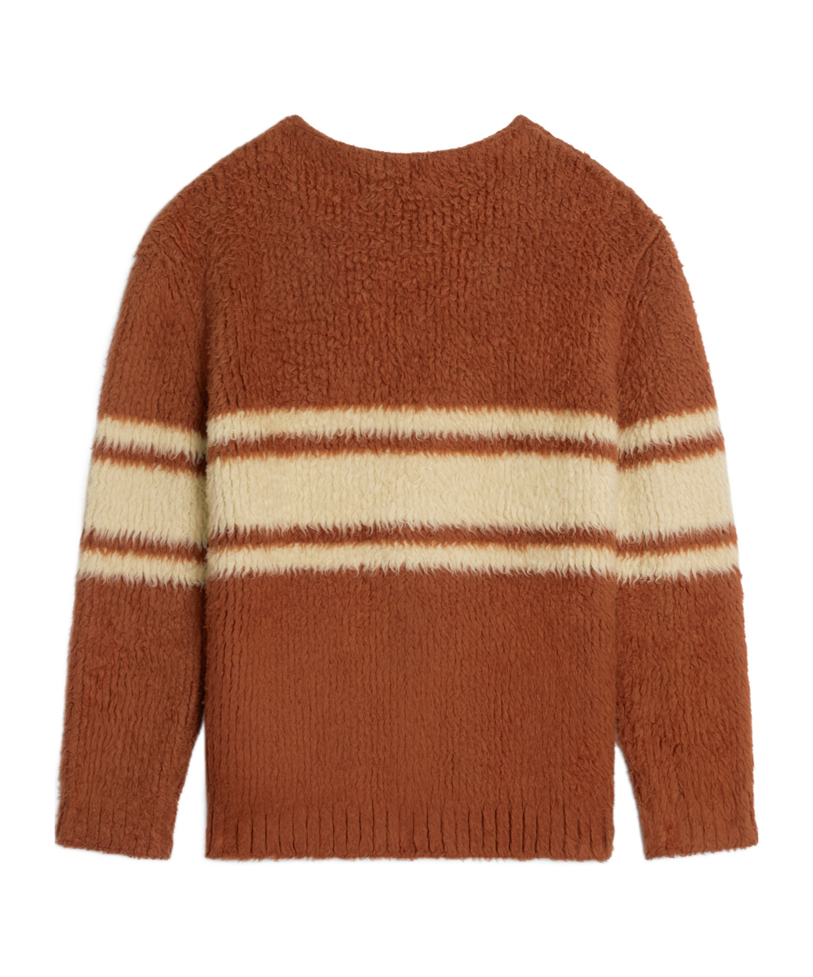 Celine Striped Brushed Cardigan In Red