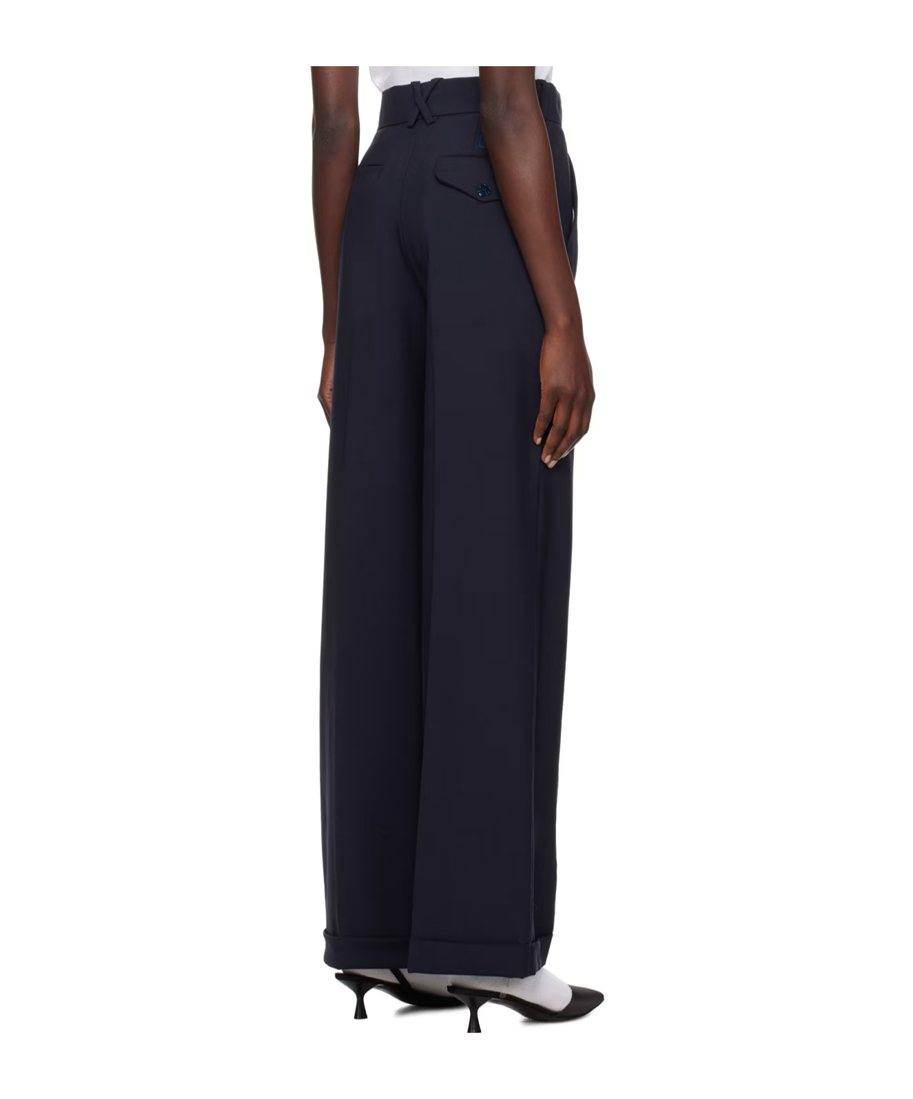 Kenzo Finely Cut Wool Casual Trousers In Black