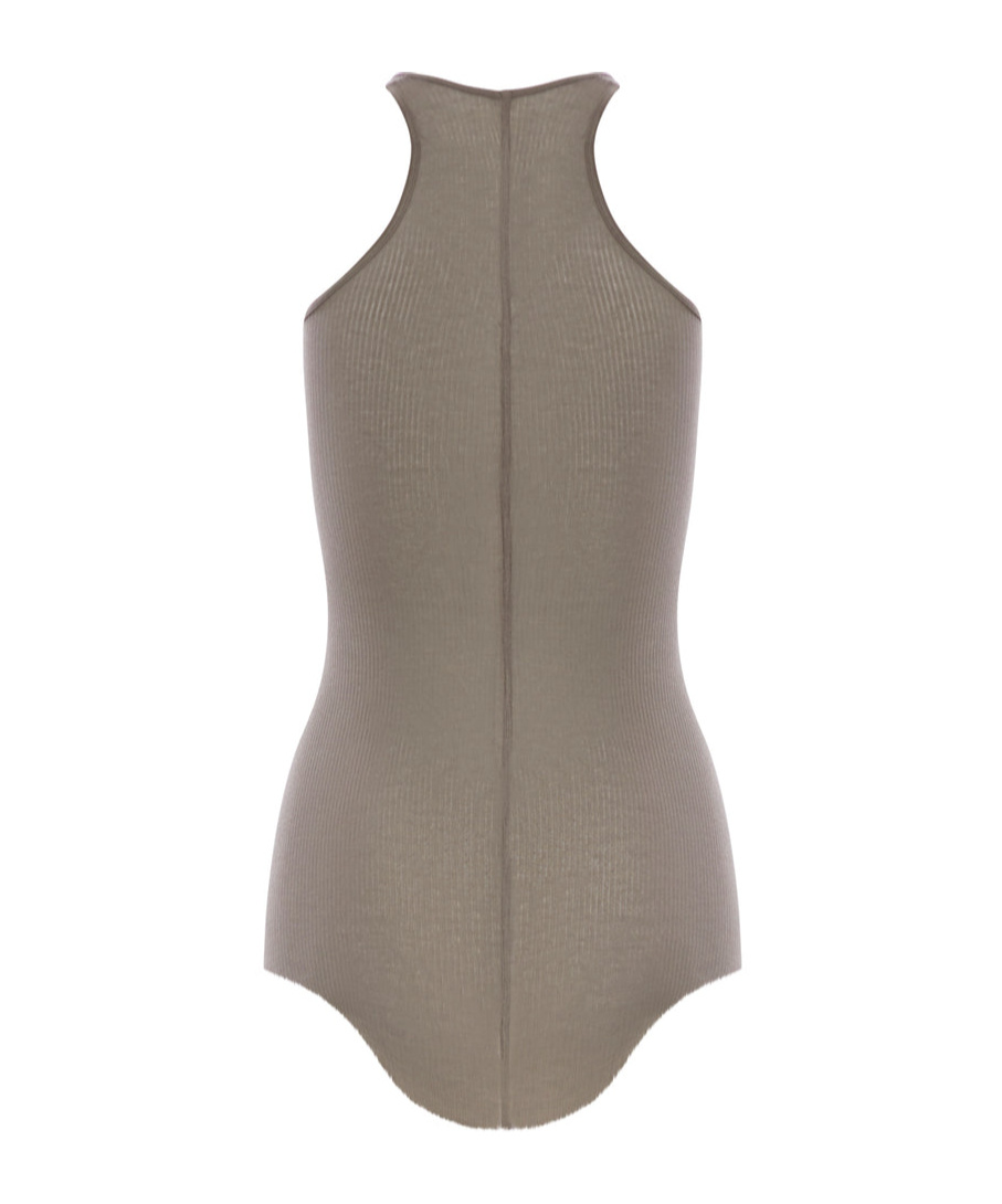 Rick Owens Ribbed Tank Top In Viscose And Silk In Gray