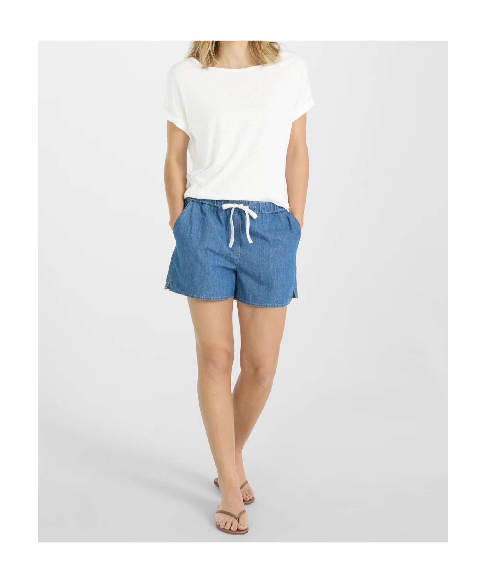 Juvia Drawstring Waist Shorts In Blue