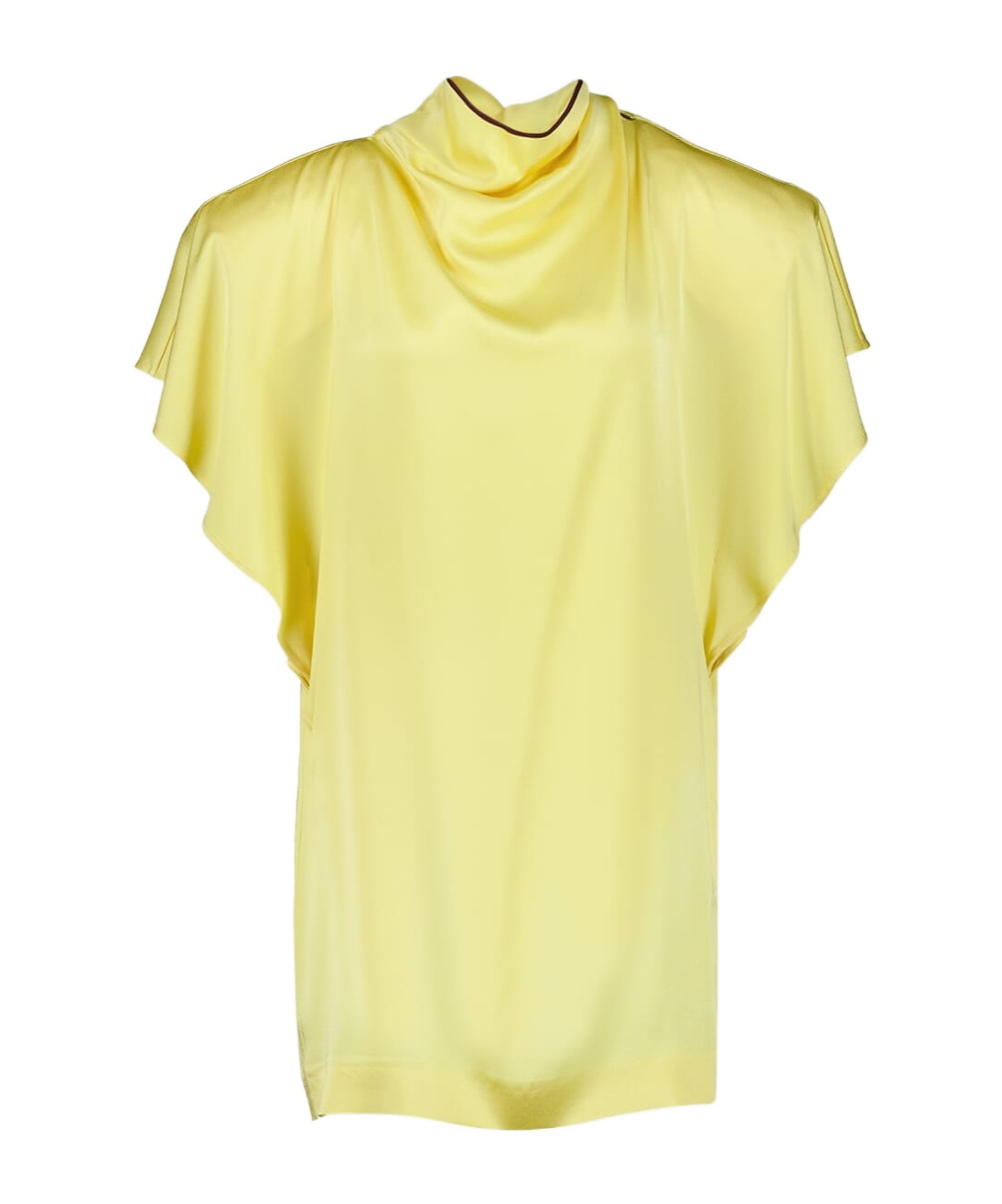 Stella Mccartney Tie Detail Draped Neckline Satin Dress In Yellow