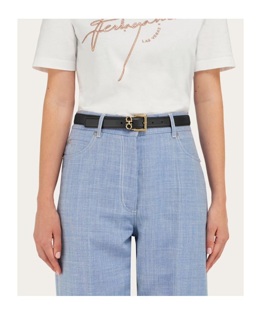 Ferragamo Gancini Loop Buckle Belt In Black