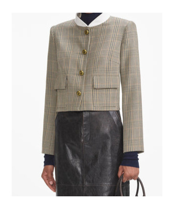 Self-portrait Check Jacquard Jacket In Black