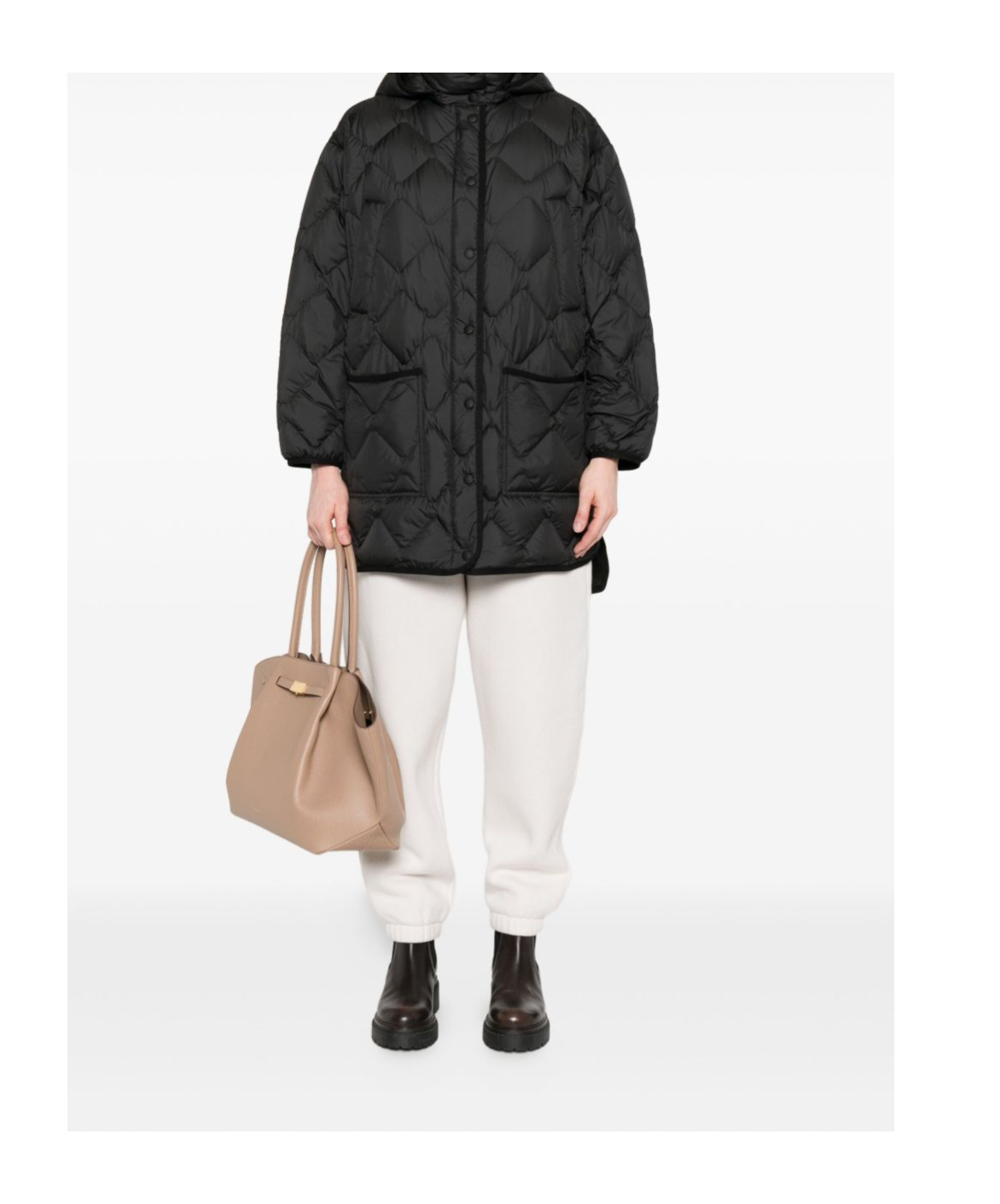 Woolrich Black Quilted Hooded Jacket In Black