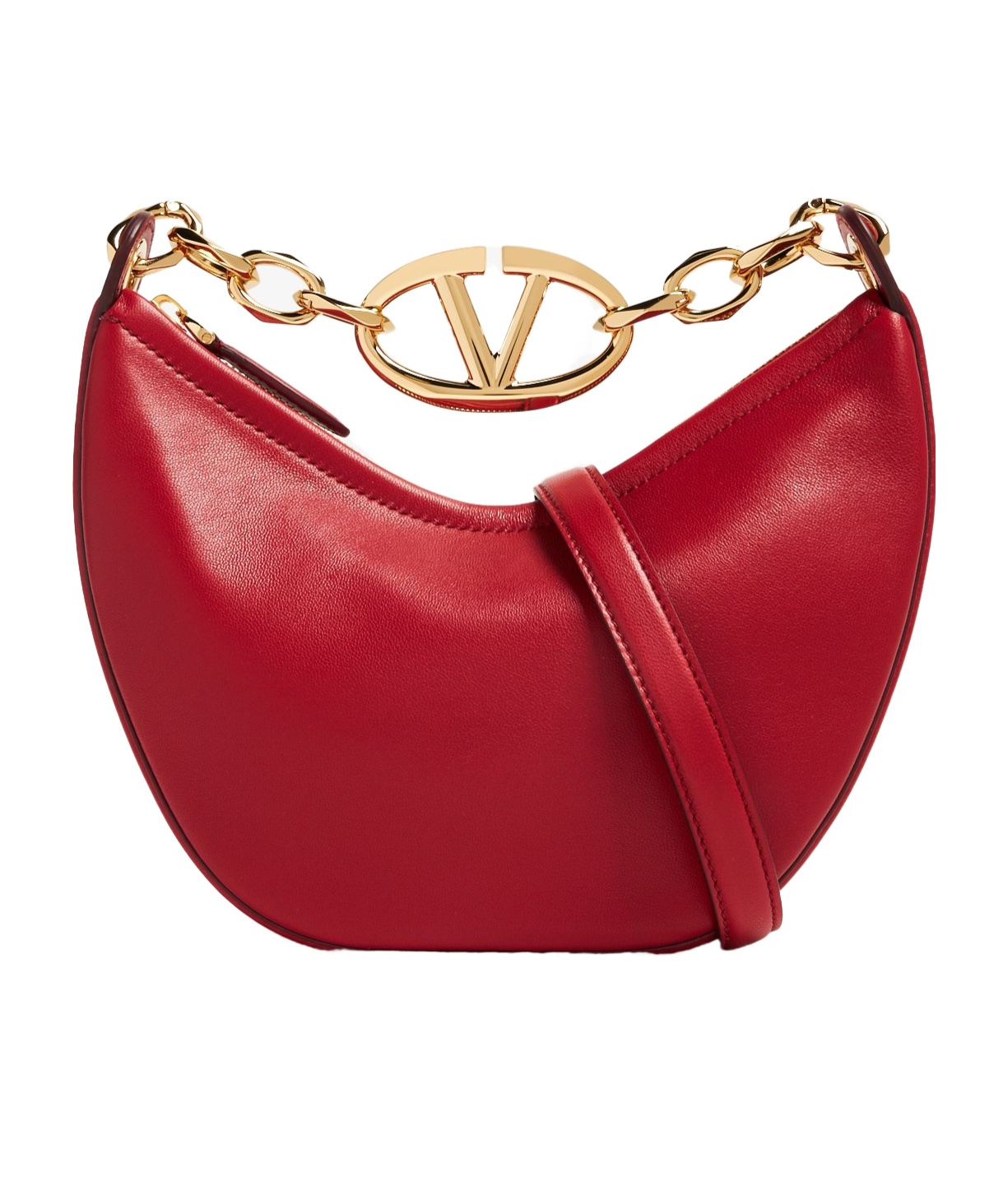 Valentino Mini Vlogo Moon Tote Bag In Red