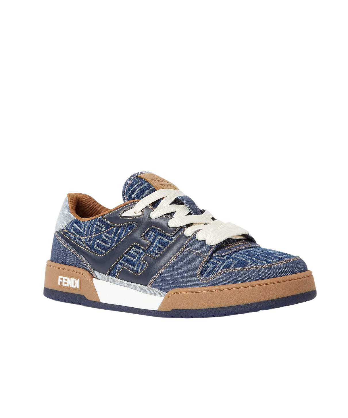 Fendi Match Denim Ff Embossed Sneakers Blue In Blue