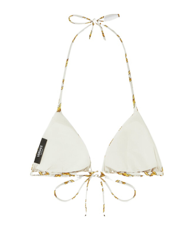 Versace Foulard Print Triangle Bikini Top In White