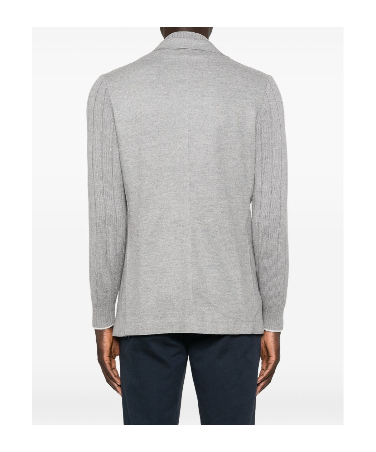 Eleventy Ribbed-sleeves Buttoned Jacket In Gray