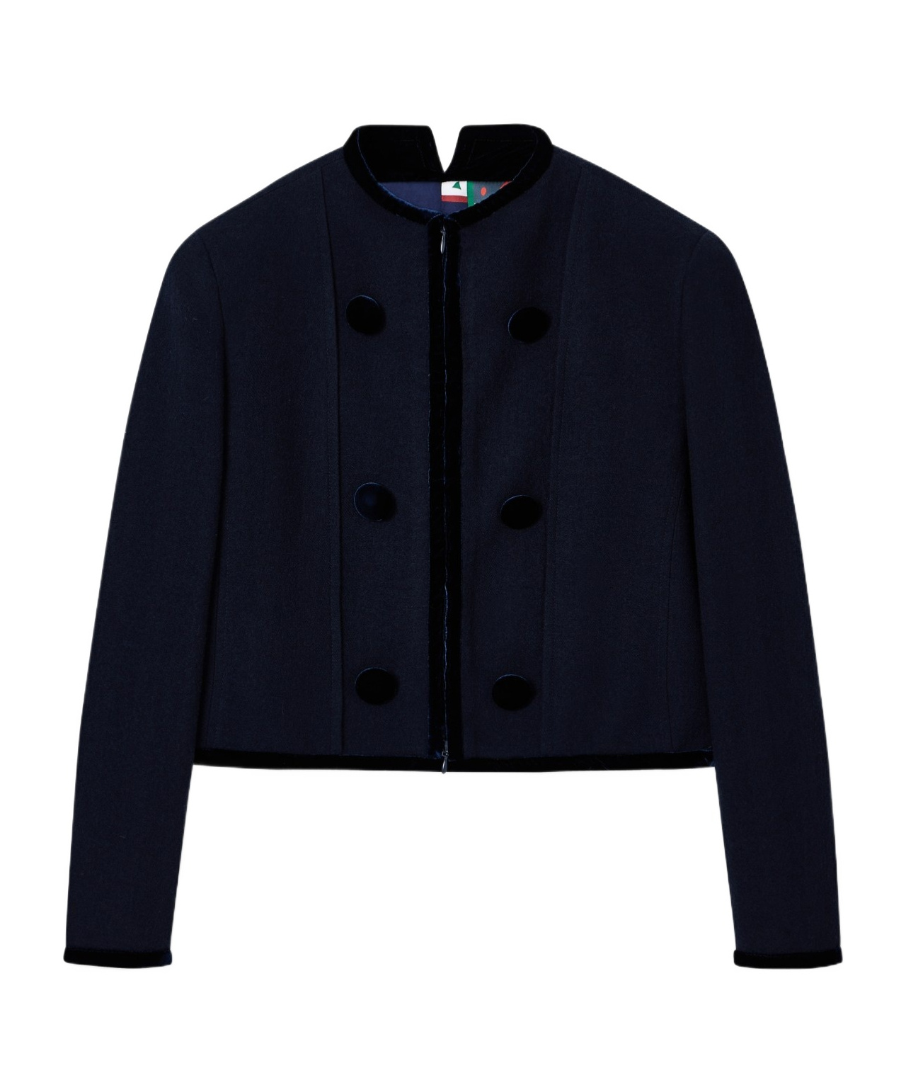 Emporio Armani Washed Wool Jacket With Velvet Trim In Blue