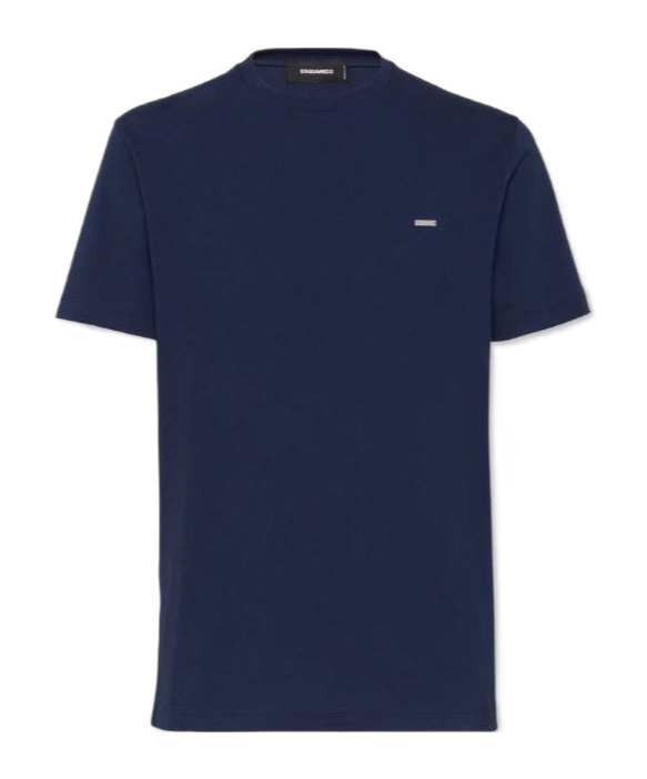 Dsquared2 Branded Crewneck Cotton T Shirt In Blue