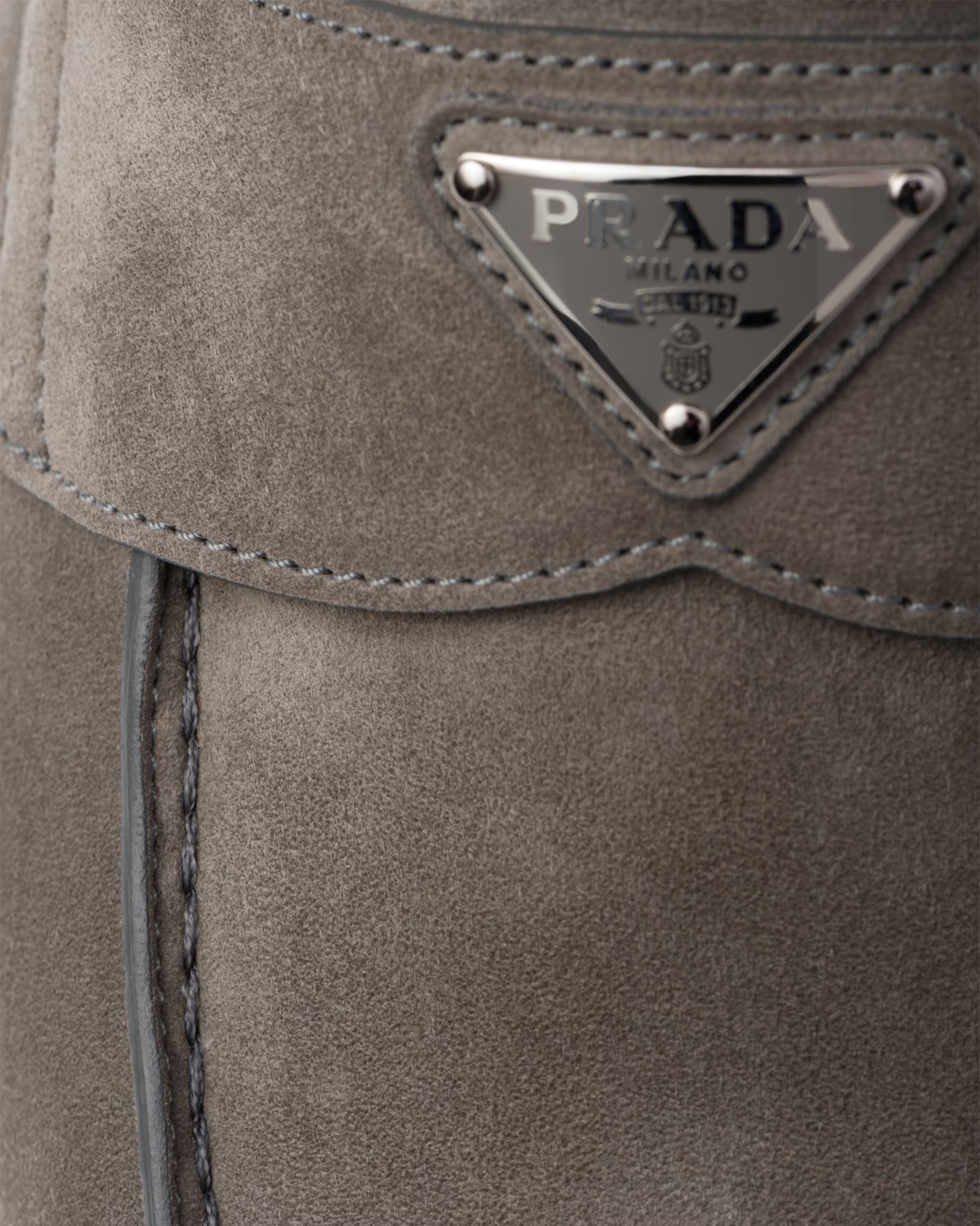 Prada Refined Loafers With Textured Finish In Gray