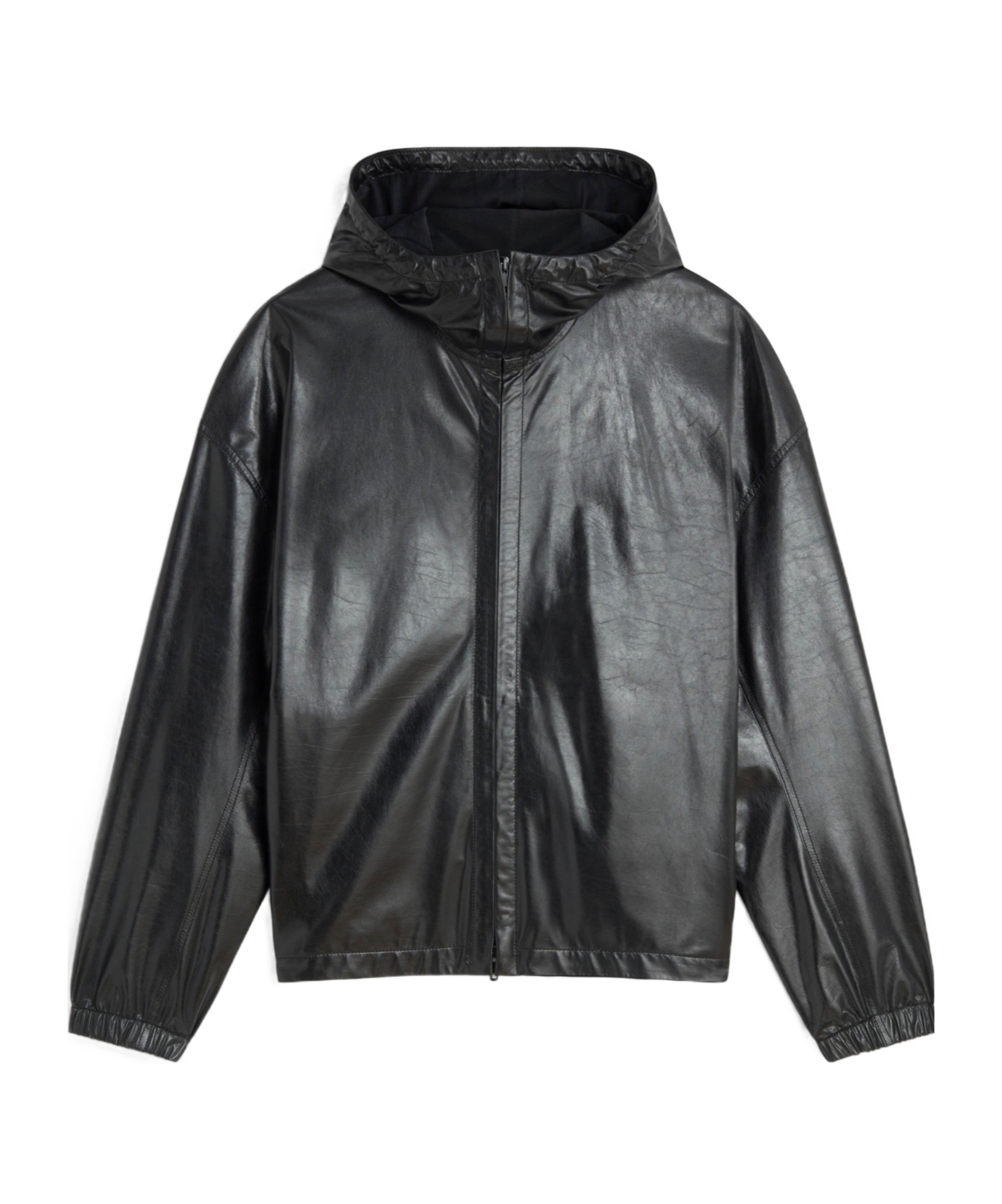 Phoebe Philo Anorak Hooded Leather Jacket In Black