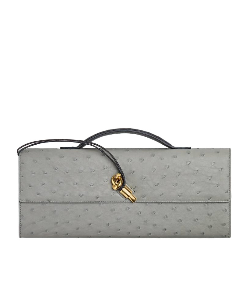 Bottega Veneta Andiamo Clutch In Gray
