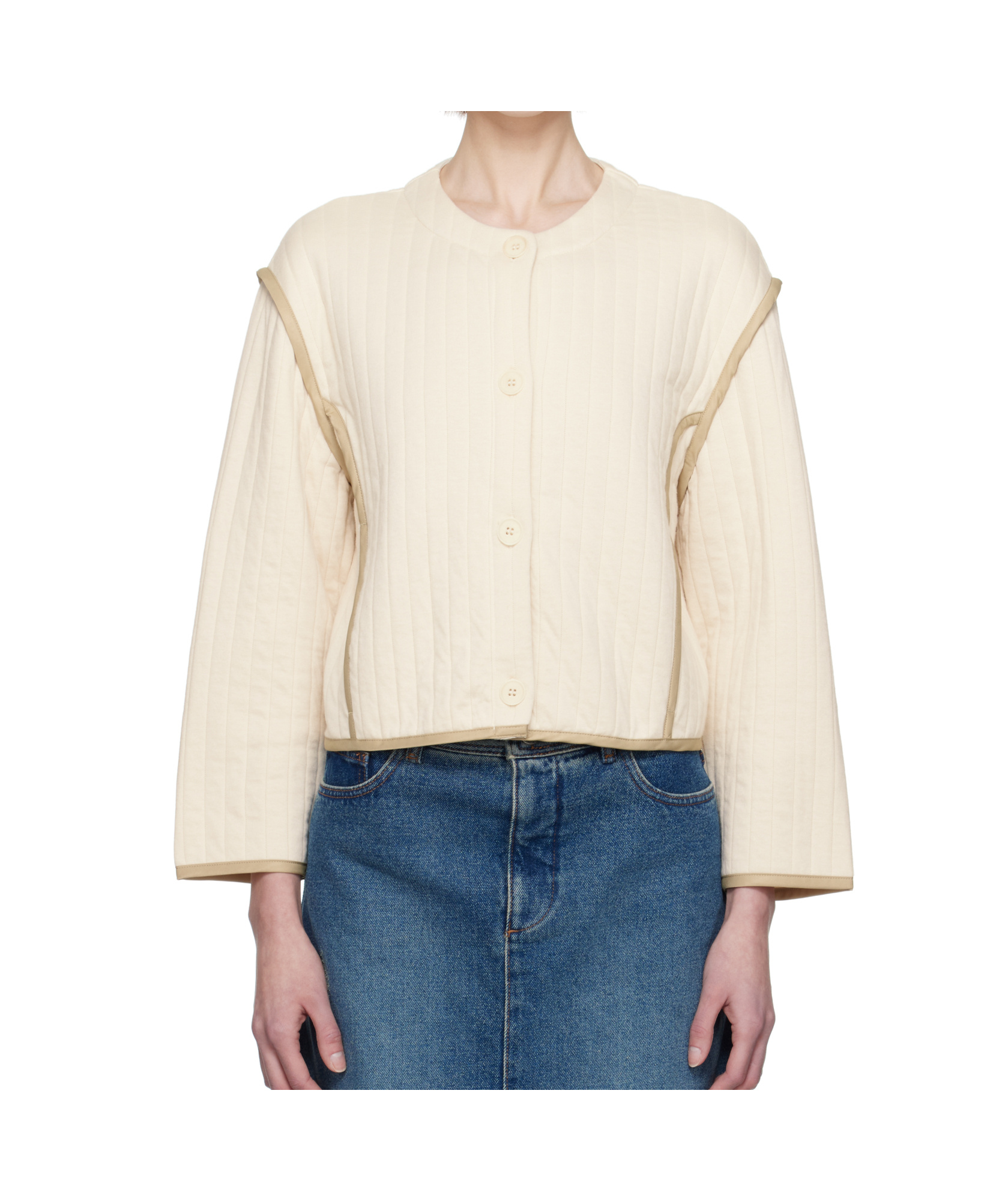 Apc Contrast-trim Jacket In Neutral