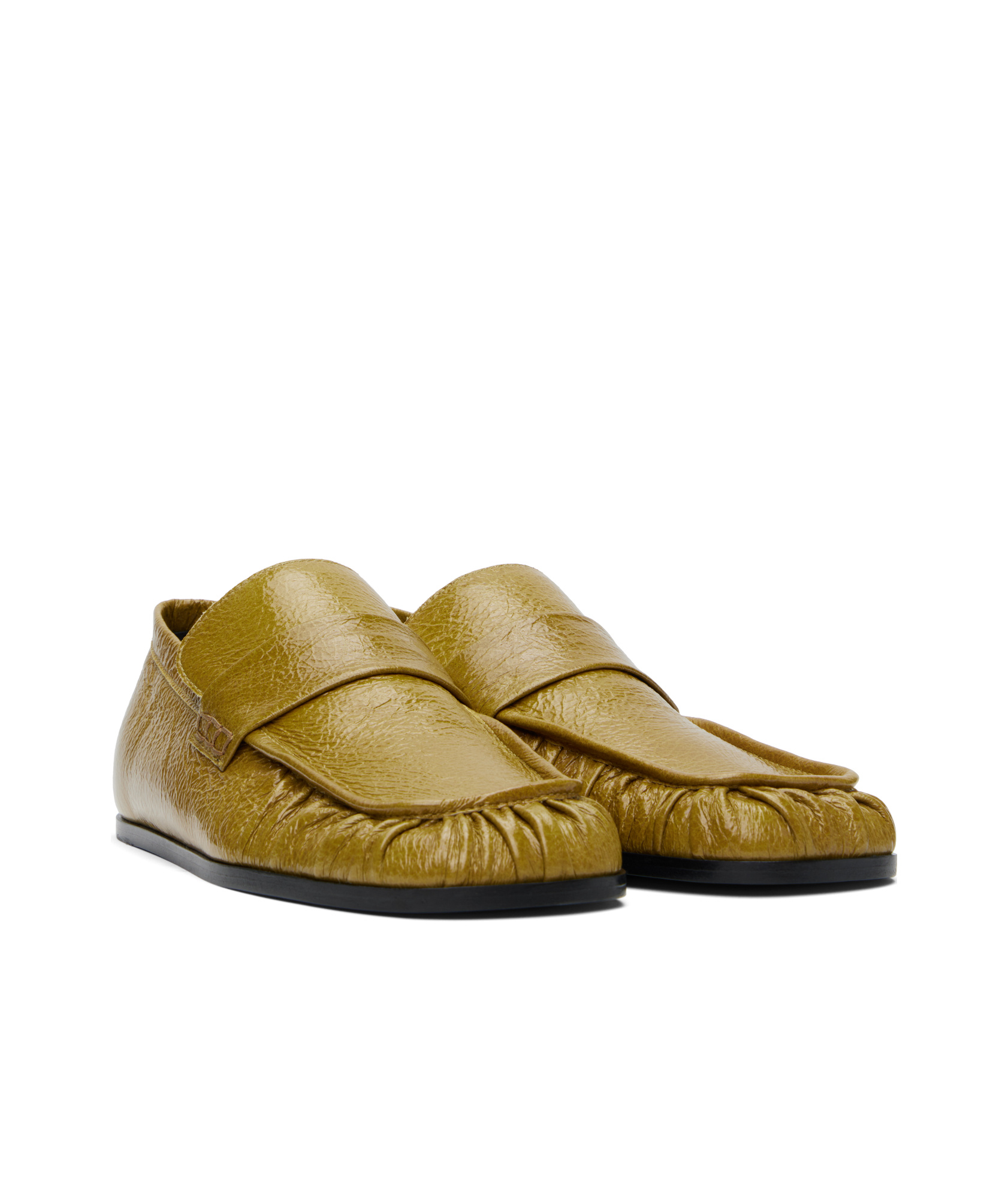 Jil Sander Yellow Patent Leather Loafers In Yellow-green