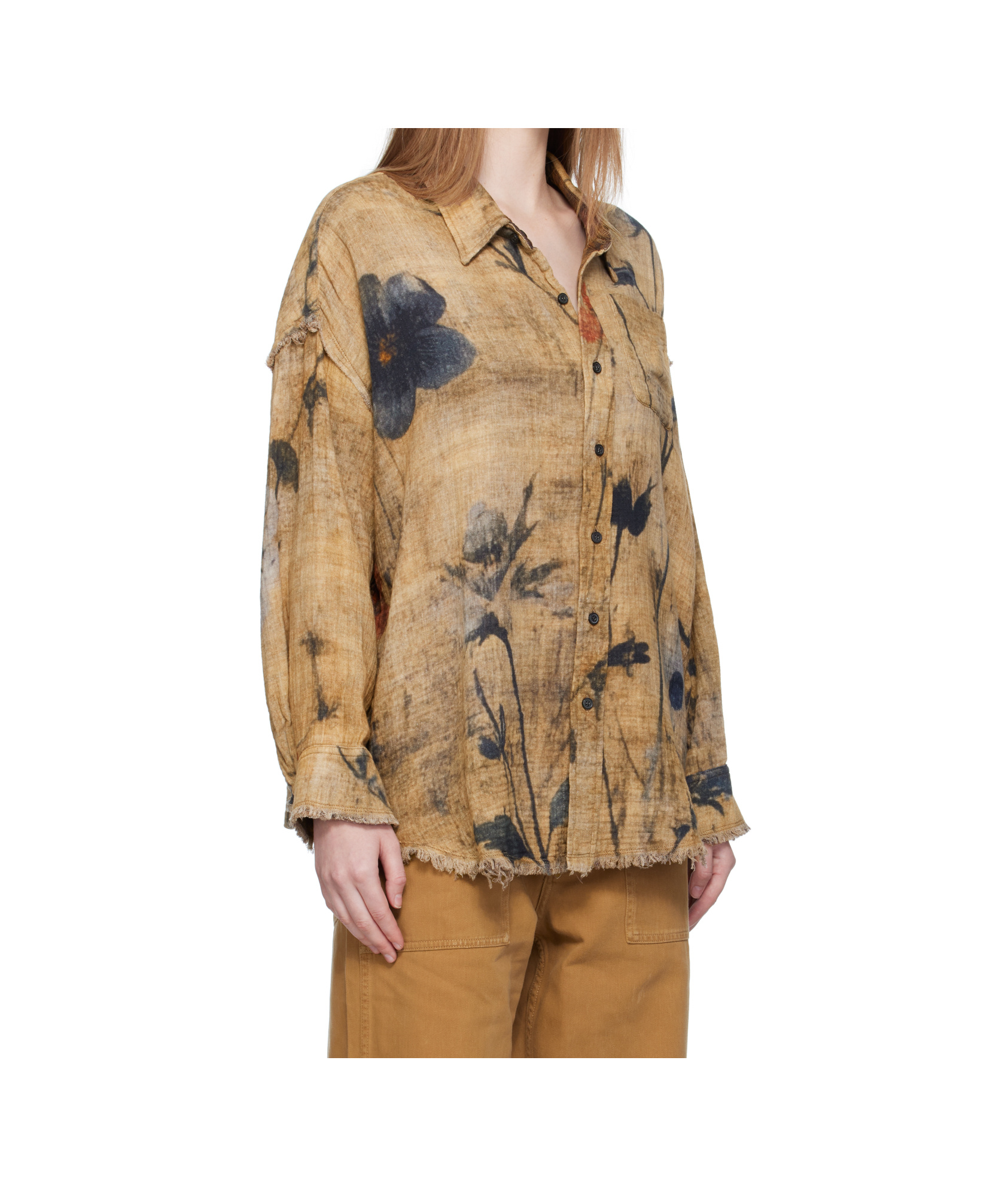 R13 Drop Neck Reversible Shirt In Brown