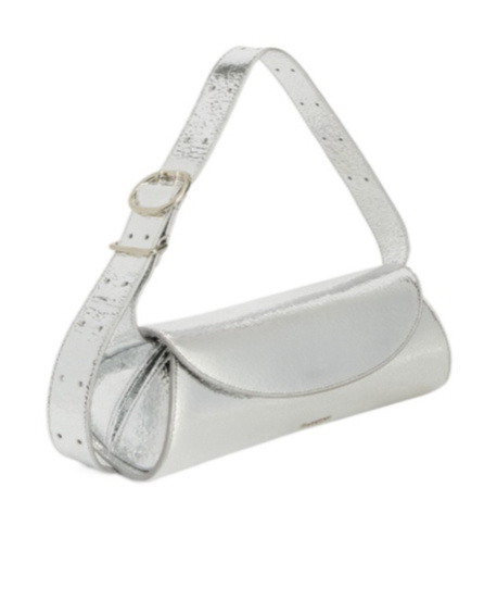 Jil Sander Small Cannolo Crackled Laminated Shoulder Bag In Blue