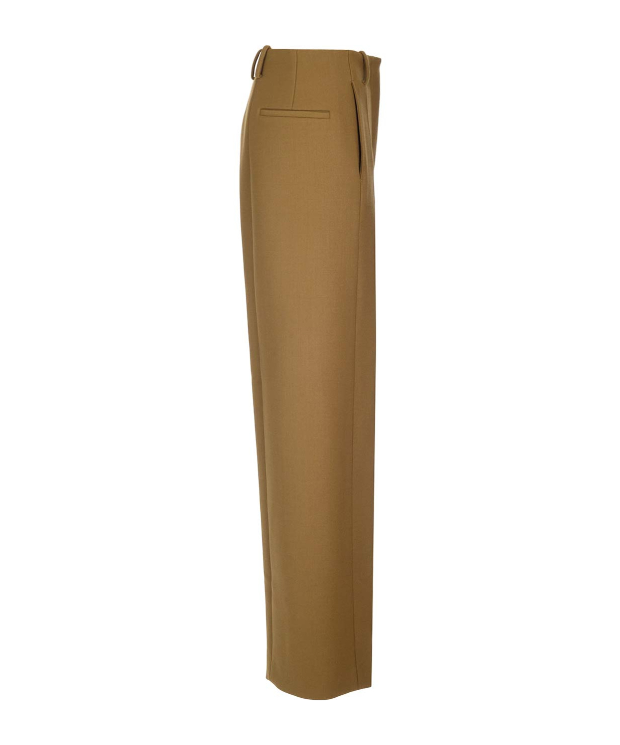 Tory Burch Pressed-crease Wool-blend Tailored Trousers In Brown