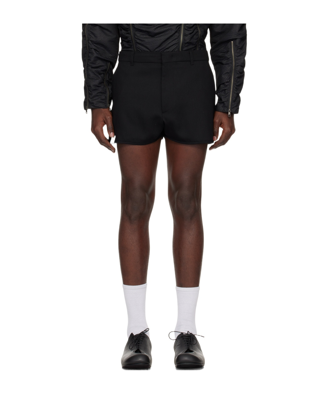 Ader Error Belt Loop Zipper Shorts In Black