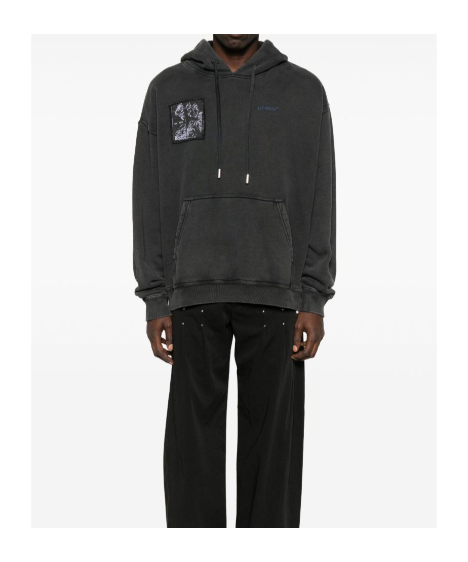 Off-white Off White Faded Painting Skate Cotton Hoodie In Black