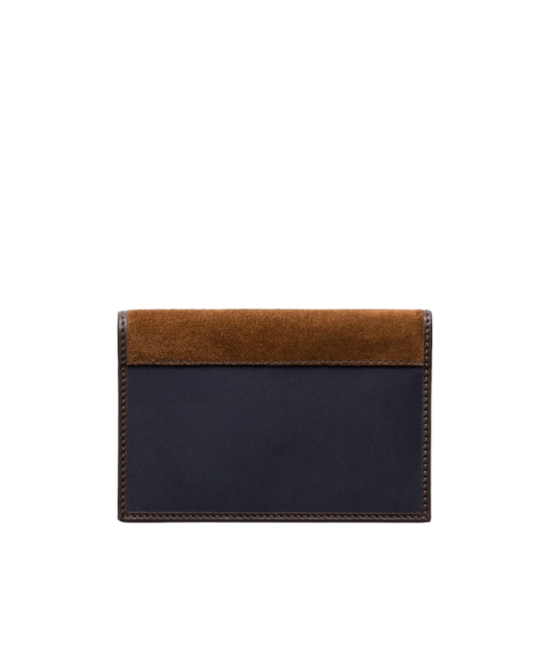 Shop Prada Re-nylon And Leather Passport Holder In Blue/coffee
