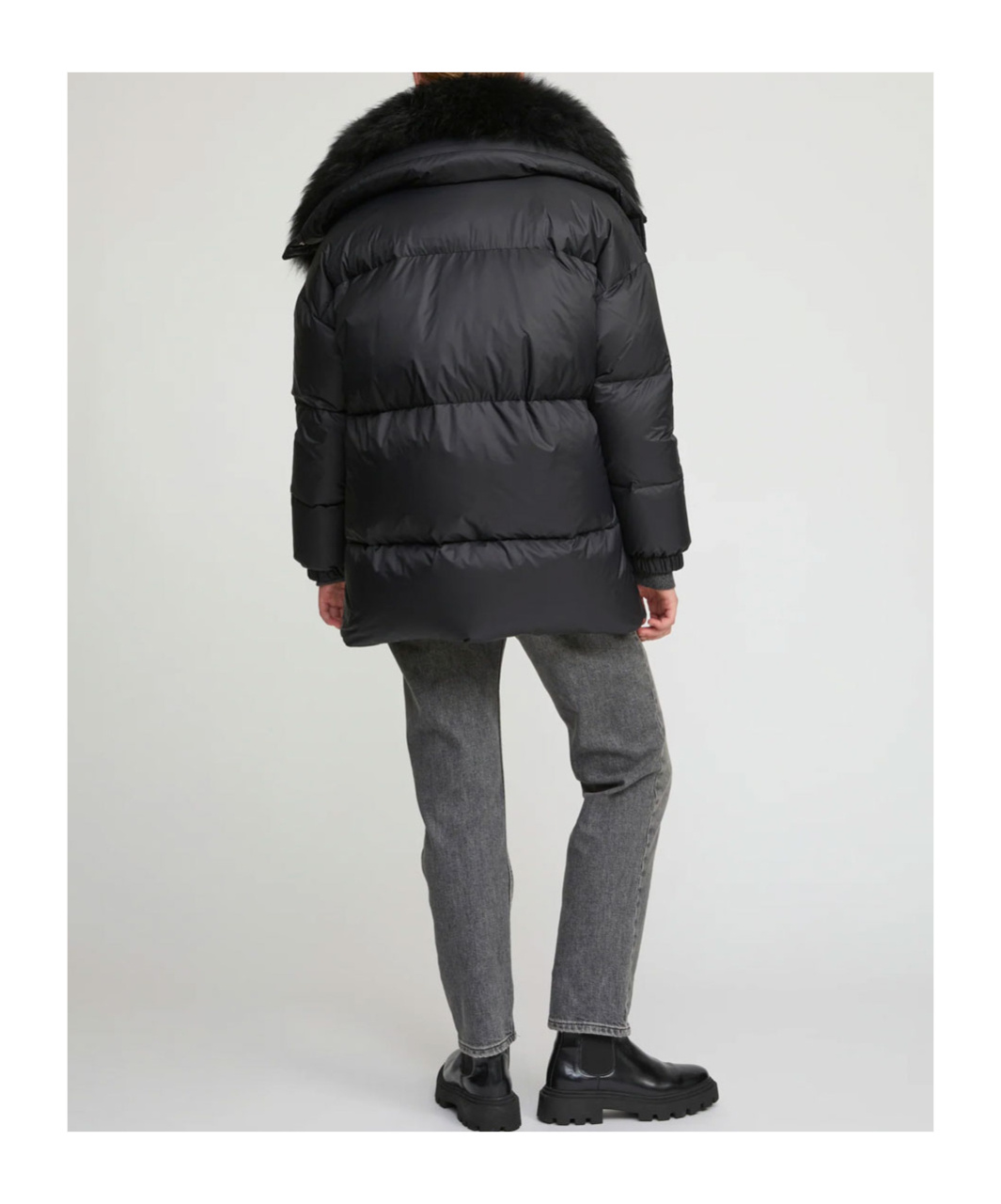 Yves Salomon Army Collection Mid Length Down Jacket In Blue