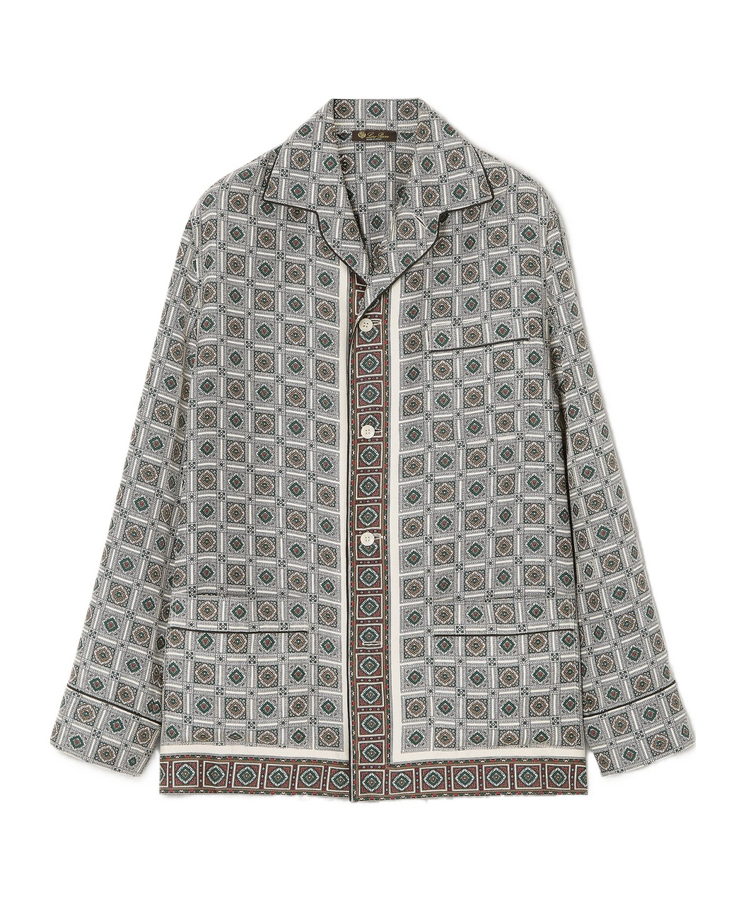 Loro Piana Lian Printed Silk Twill Shirt In Gray