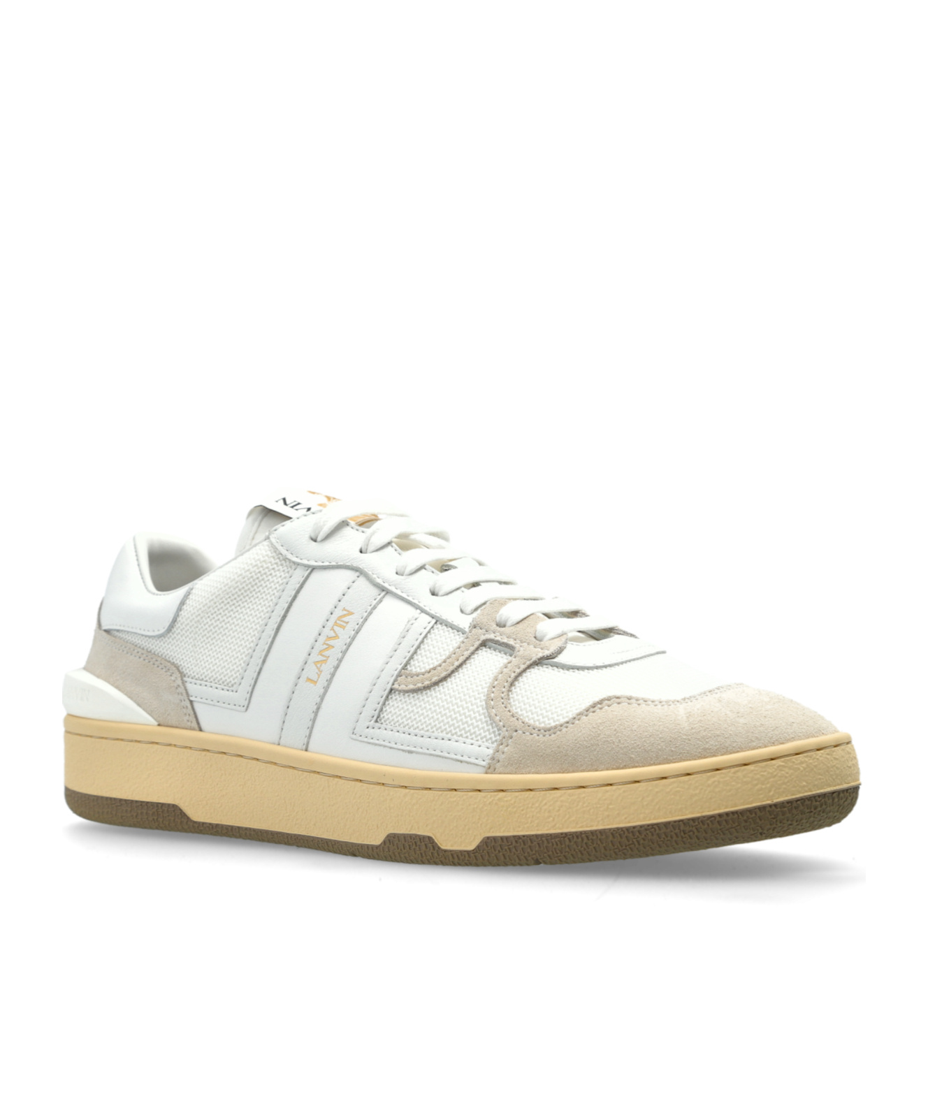 Lanvin Mesh And Leather Clay Sneakers With In White