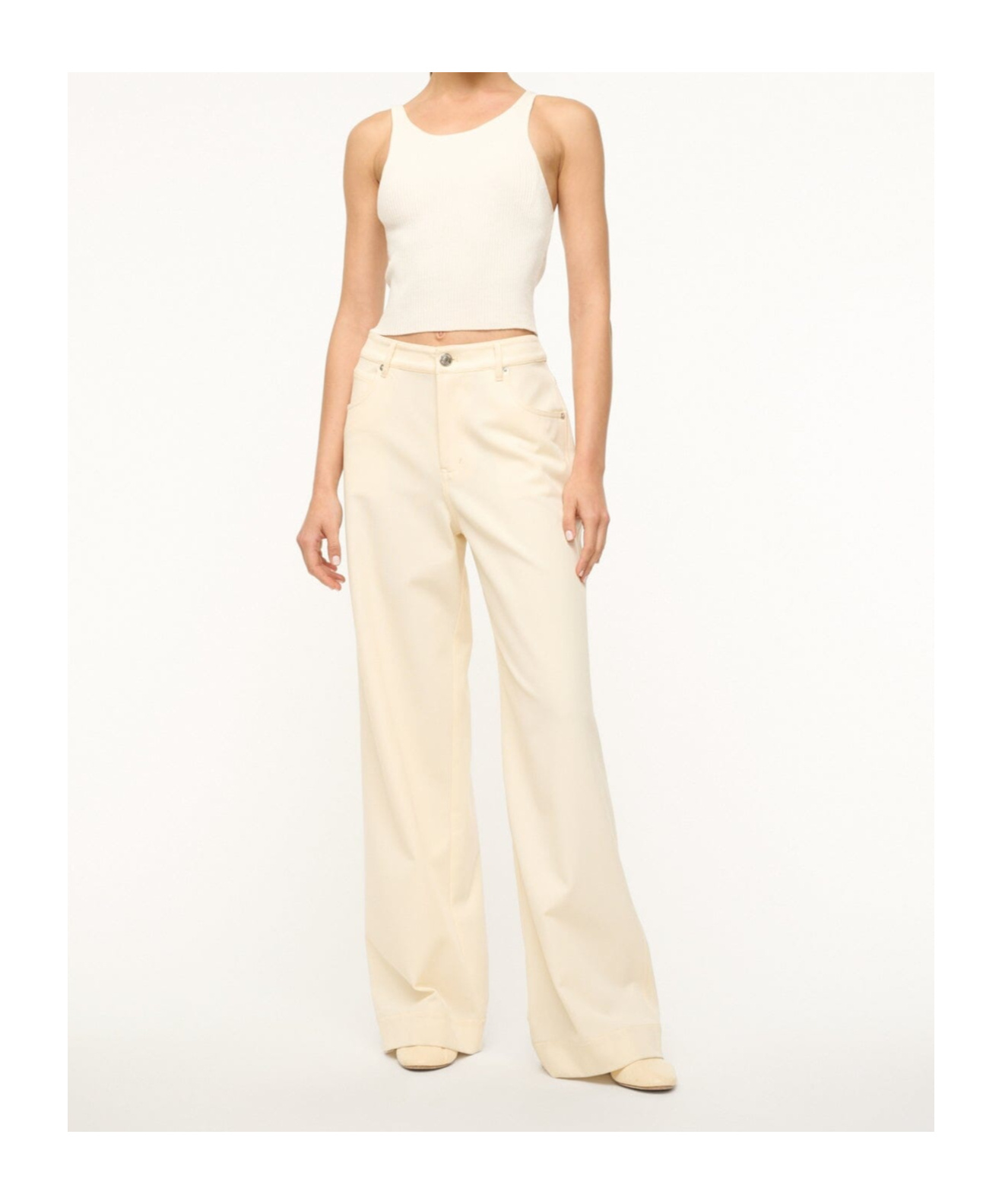 Staud Belt-loop Casual Pants In White
