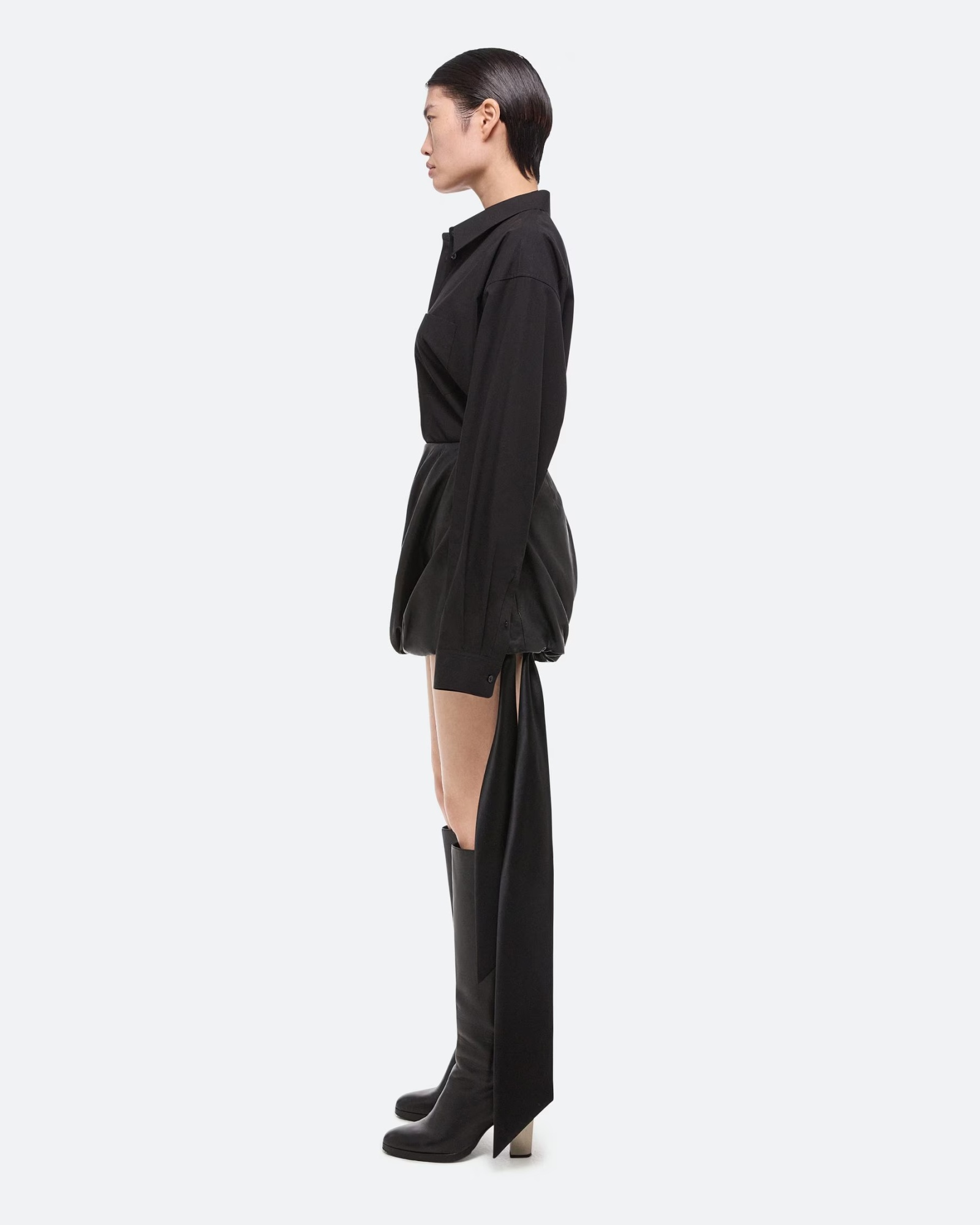 Helmut Lang Bubble Leather Miniskirt In Black