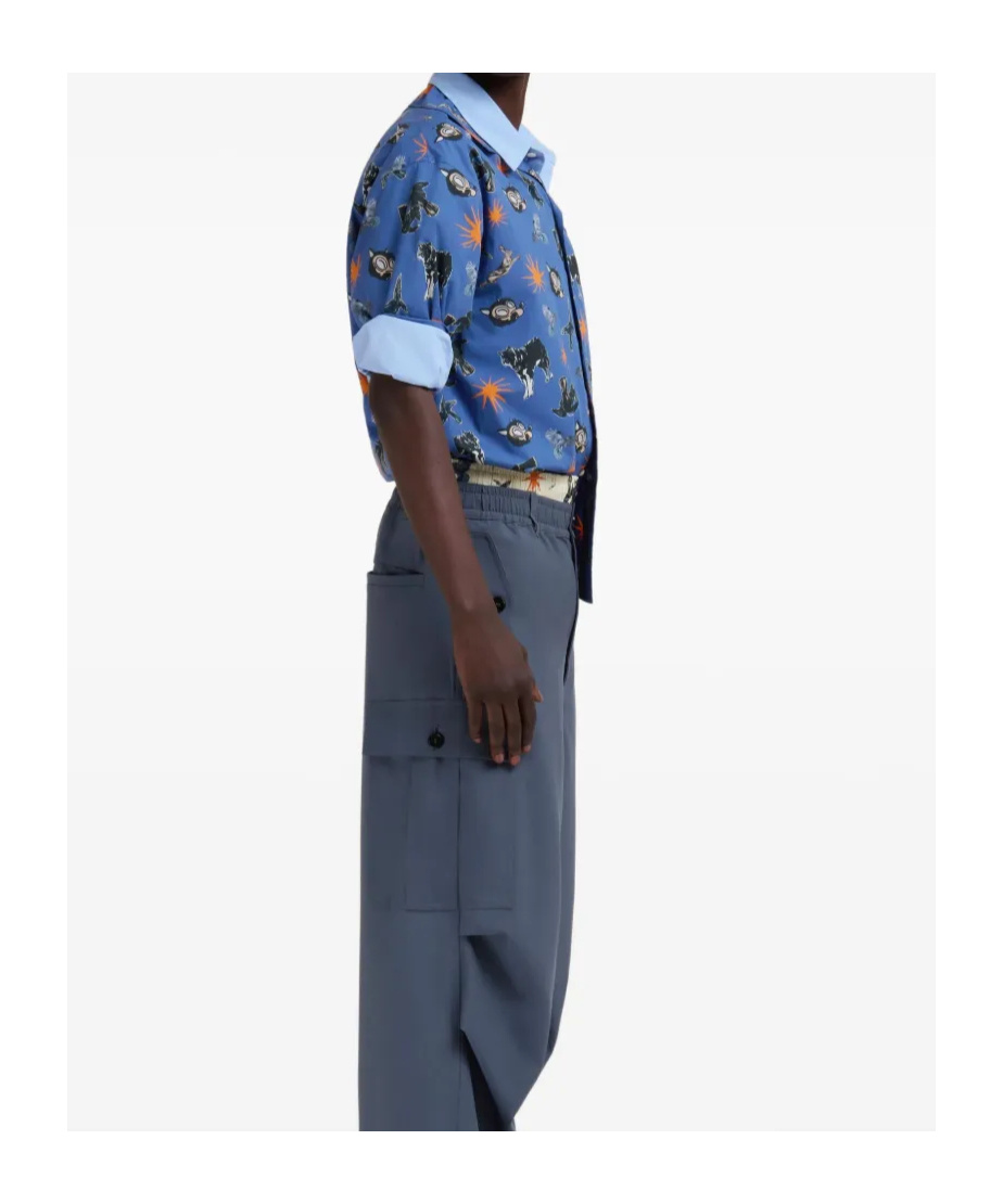 Marni Short Sleeve Shirt Graphic Print In Blue
