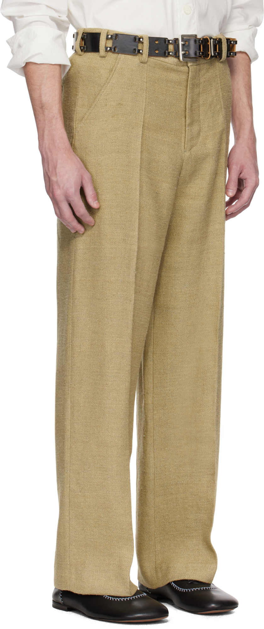 Our Legacy Beige Sailor Trousers In Alga Marina