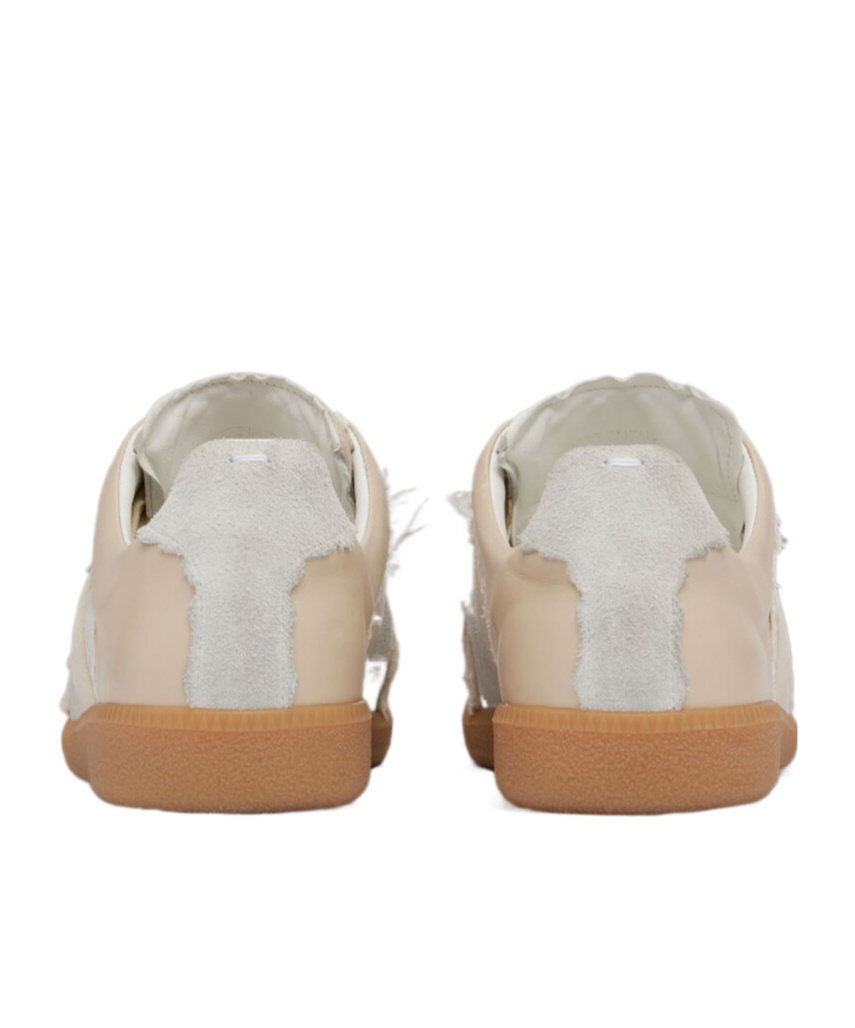Maison Margiela Off White Leather And Grey Suede Replica Sneakers In White