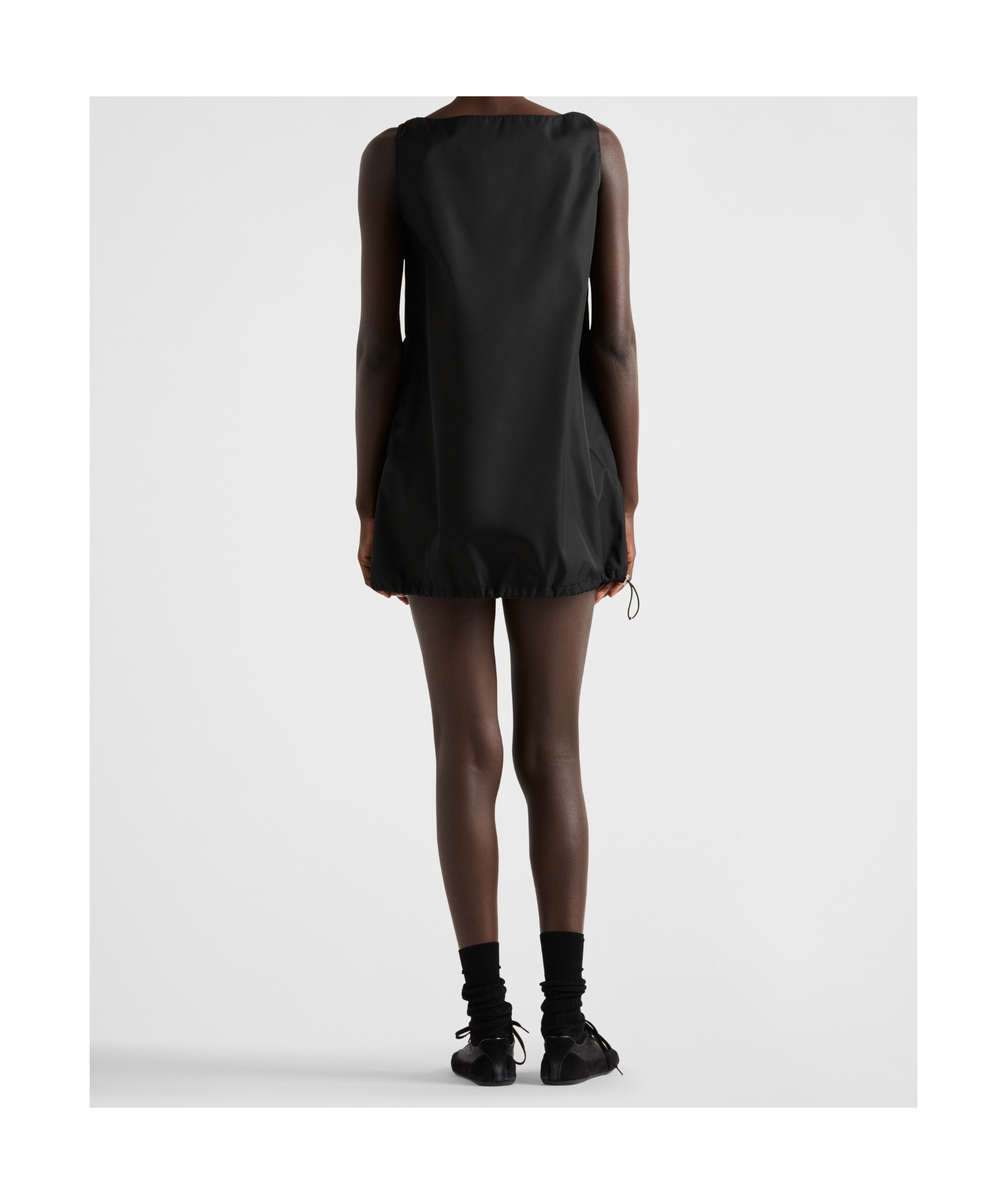 Prada Crepe Mini Dress With Bows In Black