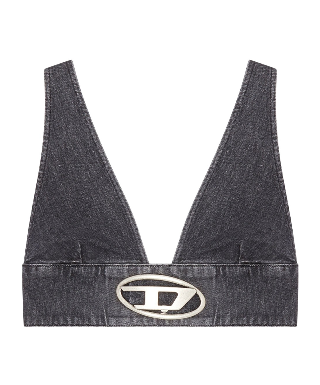 Diesel Women De-ellys-s Denim Crop Top In Black