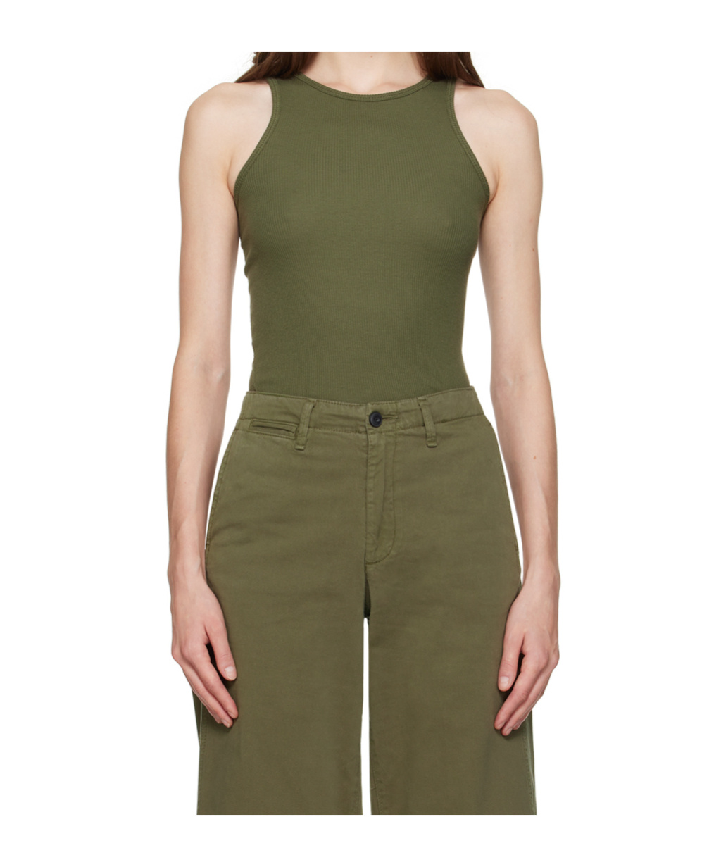 Rag & Bone Round-neck Ribbed Vest In Green