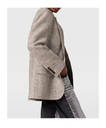 Stella Mccartney Single-breasted Herringbone Blazer In Gray