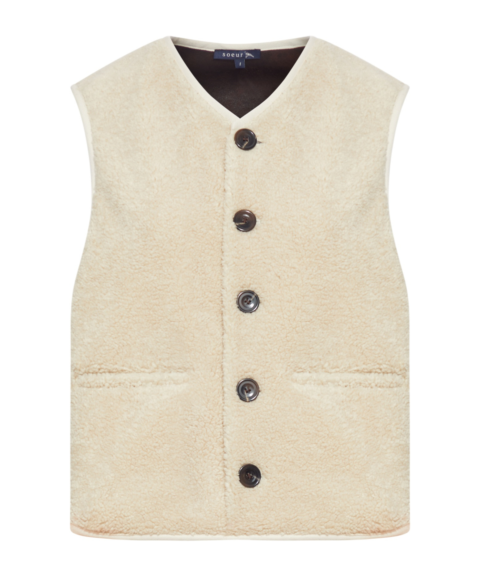 Soeur Sleeveless Casual Vest In Neutral
